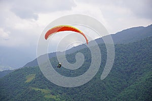 Parasailing in Mu Cang Chai in the ripe rice season