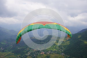 Parasailing in Mu Cang Chai in the ripe rice season