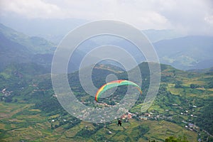 Parasailing in Mu Cang Chai in the ripe rice season