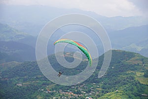 Parasailing in Mu Cang Chai in the ripe rice season