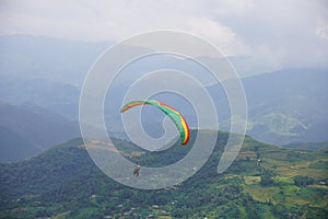 Parasailing in Mu Cang Chai in the ripe rice season