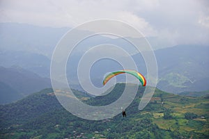 Parasailing in Mu Cang Chai in the ripe rice season