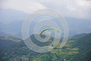 Parasailing in Mu Cang Chai in the ripe rice season