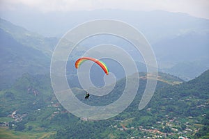 Parasailing in Mu Cang Chai in the ripe rice season