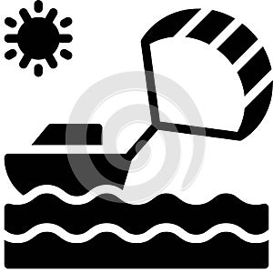 Parasailing or parakiting icon, Summer vacation related vector