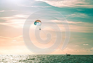 Parasailing at sunset in Clearwater Beach Florida