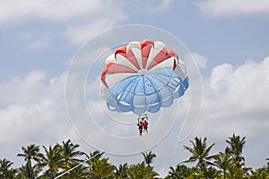 Parasailing together in summer