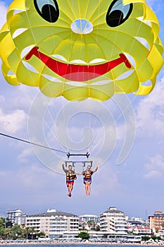 Parasaling over the sea