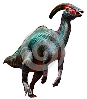Parasaurolophus from the Cretaceous era 3D illustration photo