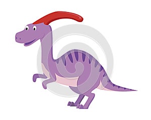 Parasaurolophus vector illustration in cartoon style for kids.