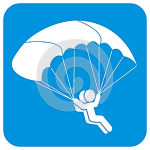 Paraschuting, parachute with two person, vector button