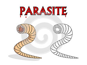 Parasitic nematode worms in vector cartoon design