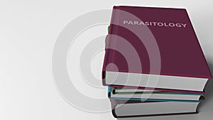 PARASITOLOGY title on the book, conceptual 3D rendering