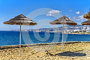Parasols on the coast of Cyprus