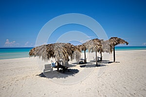 Parasols at exotic beach Cuba