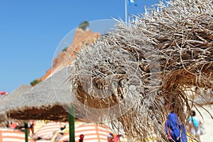 Parasols on Falesia Beach in Algarve