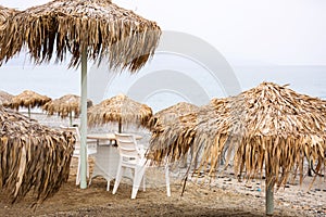 Parasols at Maleme beach on Crete