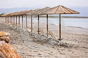 Parasols at Maleme beach on Crete