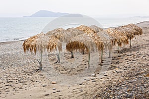 Parasols at Maleme beach on Crete