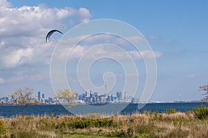 Parasurfer Rides against the Toronto Skyline