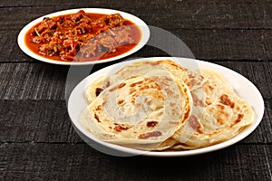 Parathawith mutton curry