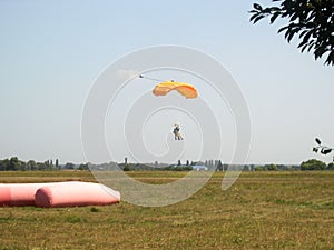 Paratrooper jump paired with an instructor