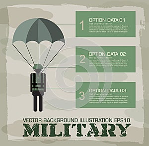 Paratrooper military infographics background.