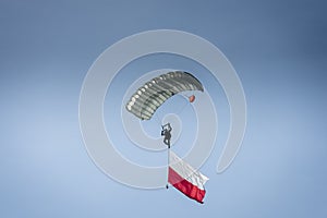 Paratrooper with the Polish flag