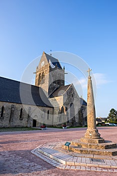 Paratrooper on Sainte-Mere-Eglise church, Normandy, France