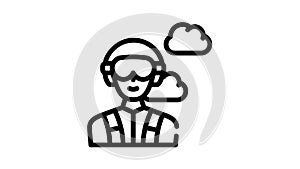 paratrooper worker black icon animation