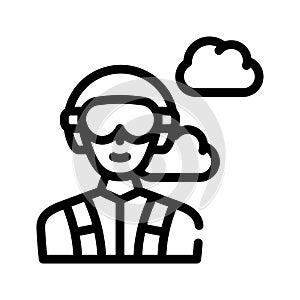 Paratrooper worker line icon vector illustration flat