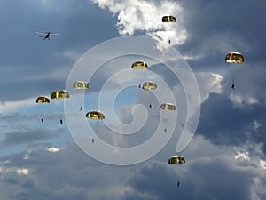 Paratroopers and dramatic sky photo