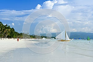 Paraw sailboats boracay white beach philippines