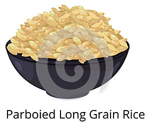 Parboiled long grain rice. Vegetarian cuisine dish