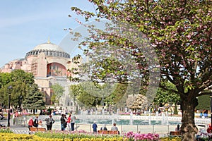 Parc close to Sainte-Sophie (Hagia Sophia) mosque Istanbul, Turkey