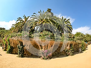 Parc Guell in Barcelona, Spain, architect Antonio Gaudi