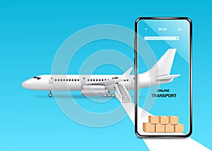 parcel box is placed inside the smartphone and in the back there is a plane for air transport