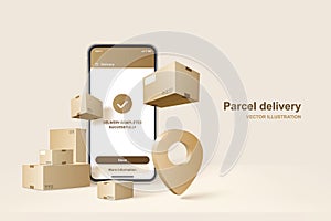 Parcel delivery. Concept for fast delivery service. Vector illustration photo