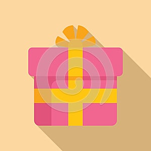 Parcel gift box icon flat vector. Festive item
