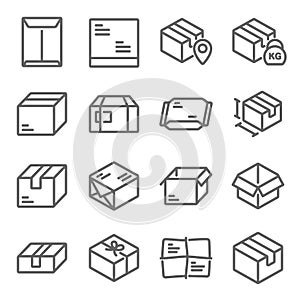 Parcel icon illustration vector set. Contains such icons as Box, cardboard, parcel, unbox, logistics, package, and more. Expanded