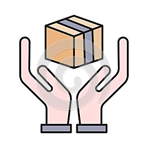 Parcel vector flat color icon