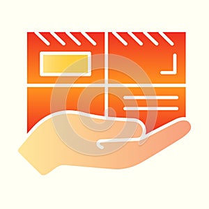 Parcel line icon. Mail delivery, hand holding package. Postal service vector design concept, outline style pictogram on