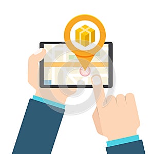 Parcel, Package tracking online app concept.