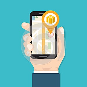 Parcel, Package tracking online app concept.