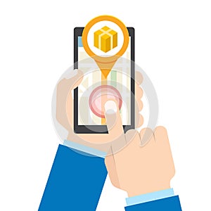 Parcel, Package tracking online app concept.