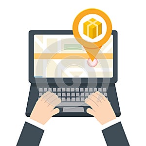 Parcel, Package tracking online app concept.