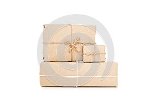 Parcel post boxes, isolated on white backgrounds