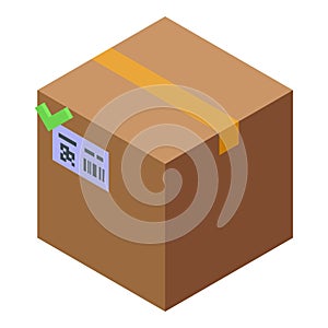 Parcel rfid scan icon isometric vector. Smart reader tag
