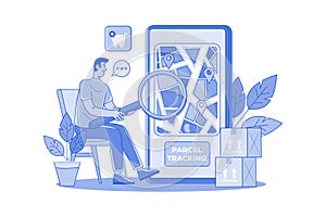 Parcel Tracking Illustration concept. A flat illustration isolated on white background