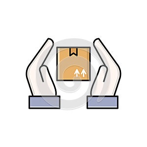 Parcel vector flat color icon